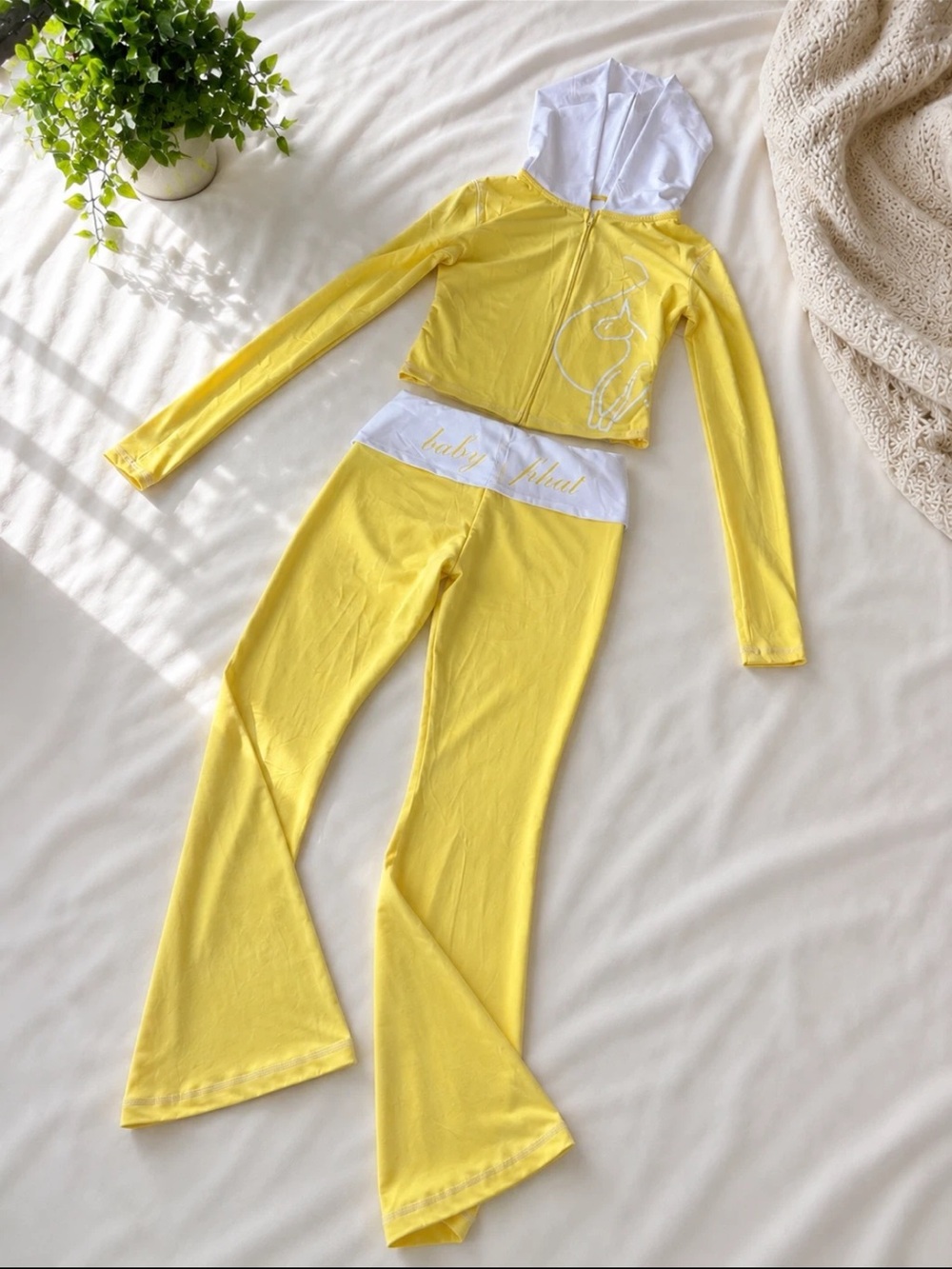 Baby Phat Yellow Velour Tracksuit Set